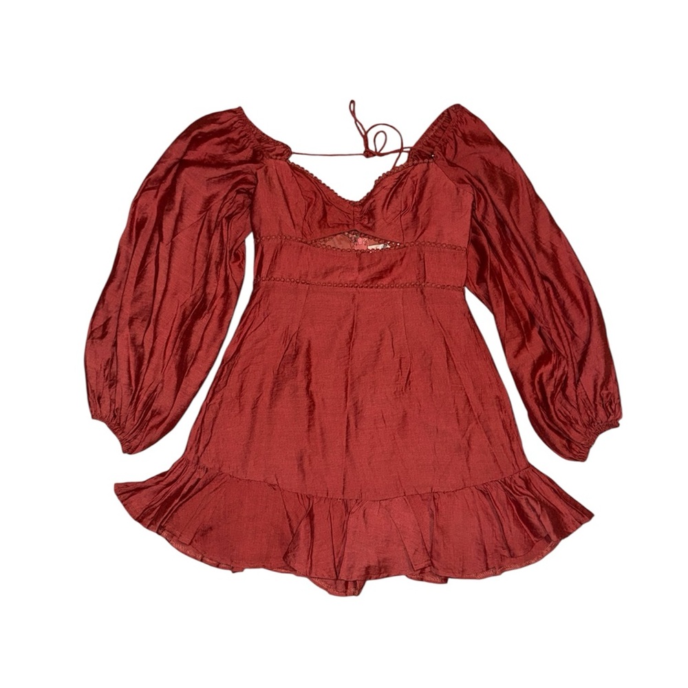 Elegant Red Long Sleeve Dress